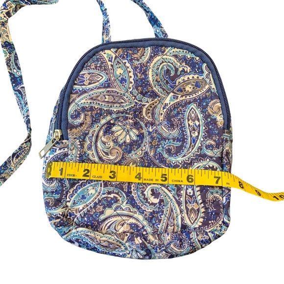 Blue Paisley Quilted Zippered Convertible Bag - Picture 4 of 5